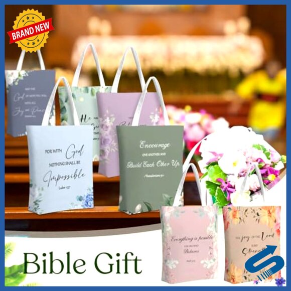 Canvas Tote Bags Set Inspirational Bible Verse Religious Gift Durable Everyday
